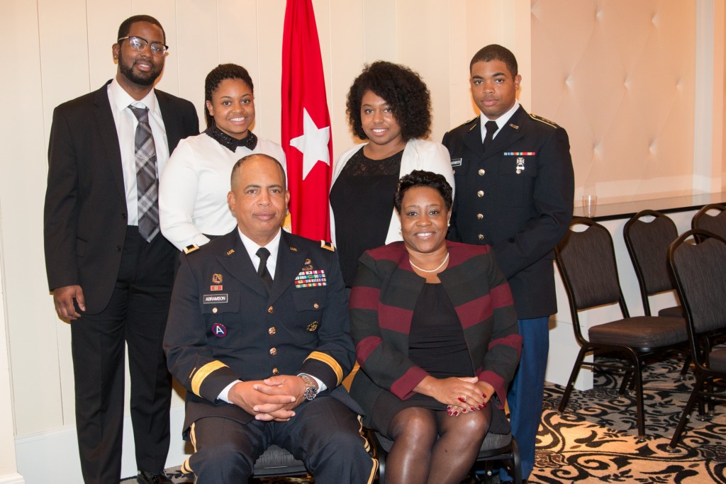 From left to right Shamel (son in suit) & Alexandria, Aliya, AJAY (son in Army uniform). Wife is Pam(sitting)