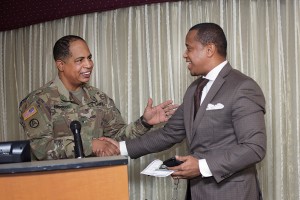 Gen. Abramson with Reverend Dana P. Owens, Pastor of Messiah Baptist Church, East Orange, NJ