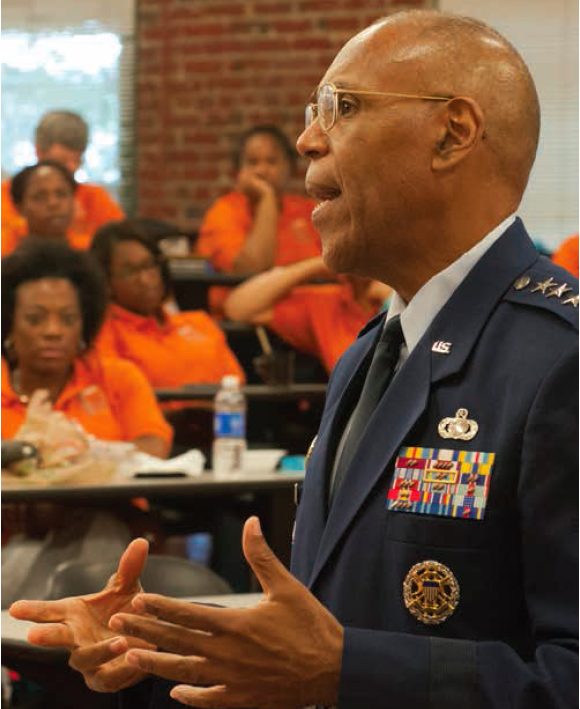 Air Force Vice Chief of Staff Gen. Larry O. Spencer spoke to local educators