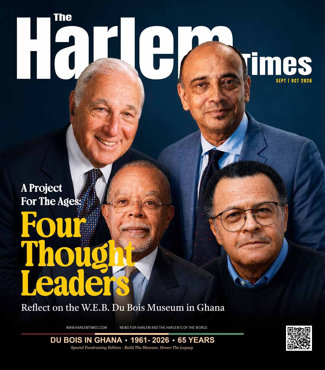 The Harlem Times Sept/Oct 2026 cover: A Project for the Ages, Four Thought Leaders reflect on the W.E.B. Du Bois Museum in Ghana